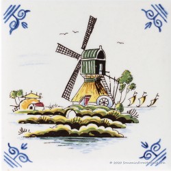 Windmill 2 Vintage look - Delftware Tile 10,7 x 10,7cm