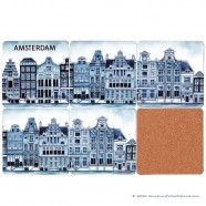Delft Blue Coasters Canal Houses Amsterdam - set of 6