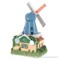3D miniature Windmill blue roof - fridge magnet