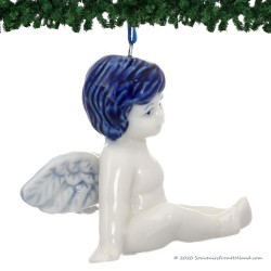Sitting Christmas Angel - Delft Blue X-mas Ornament