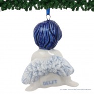 Zittende Kerstengel - Delfts Blauwe Kersthanger
