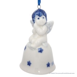 Christmas Angel on Bell B - Delft Blue X-mas Ornament