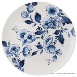 Delft Blue Wall Plate Flowers - 25cm