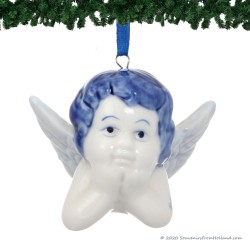 Set of 3 Angel Heads - X-mas Figurine Delft Blue