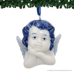 Set van 3 stuks Engel Hoofdjes - Kersthanger Delfts Blauw