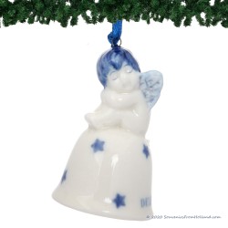 Set of 4 Christmas Angel on Bell - Delft Blue X-mas Ornament