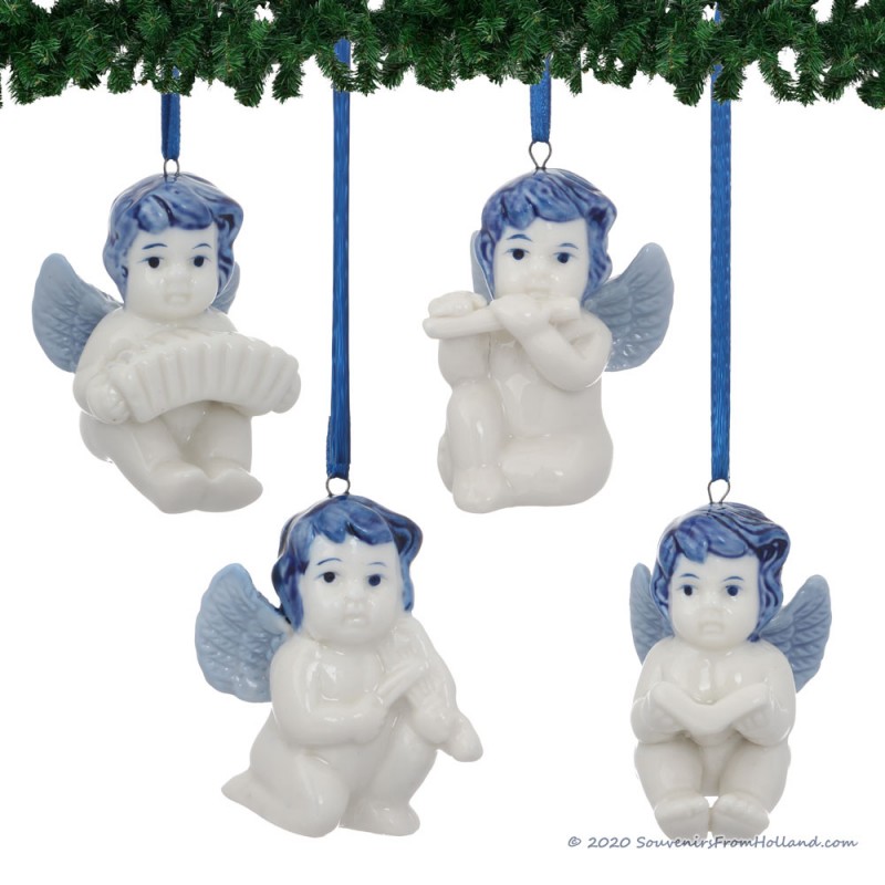 Set of 4 Music Angels - X-mas Figurine Delft Blue