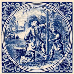 The Gardener - Jan Luyken professions tile - Delft Blue