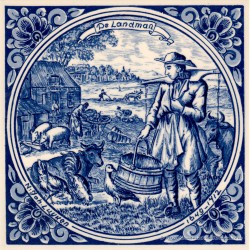 The Farmer - Jan Luyken professions tile - Delft Blue