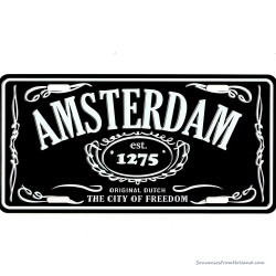 Amsterdam City of Freedom black Licence Plate