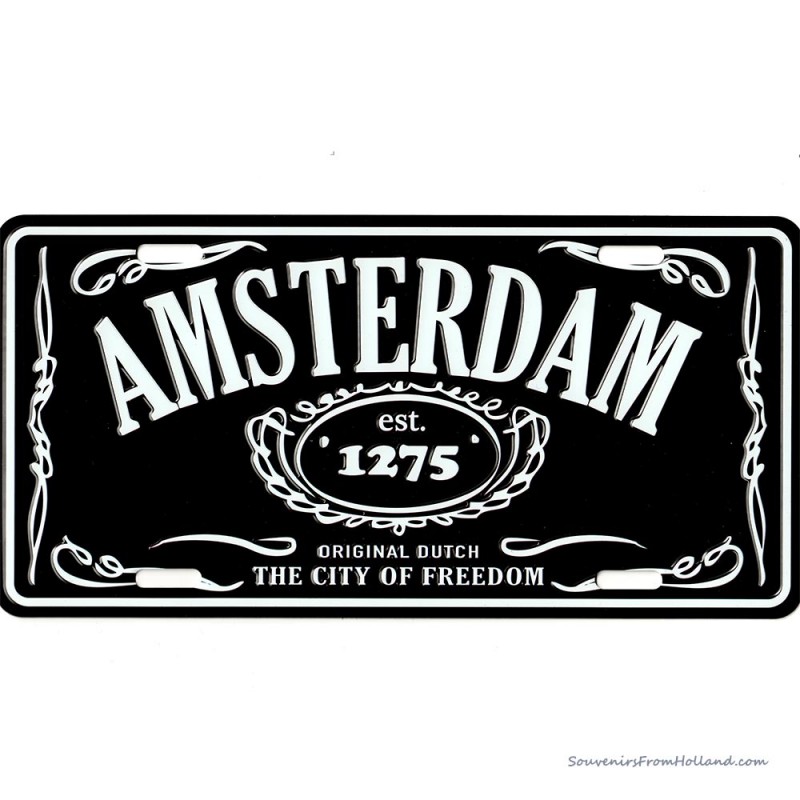 Amsterdam City of Freedom zwart kentekenplaat