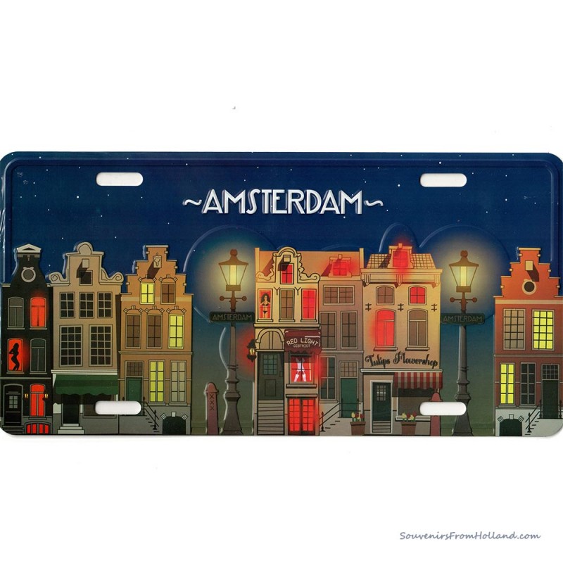 Amsterdam Canal Houses by Night Licence Plate