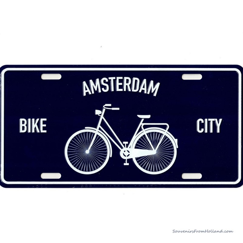 Amsterdam Bike City Blue Licence Plate