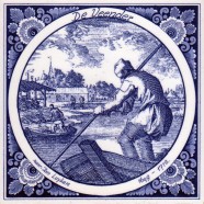 The Peat Cutter - Jan Luyken professions tile - Delft Blue