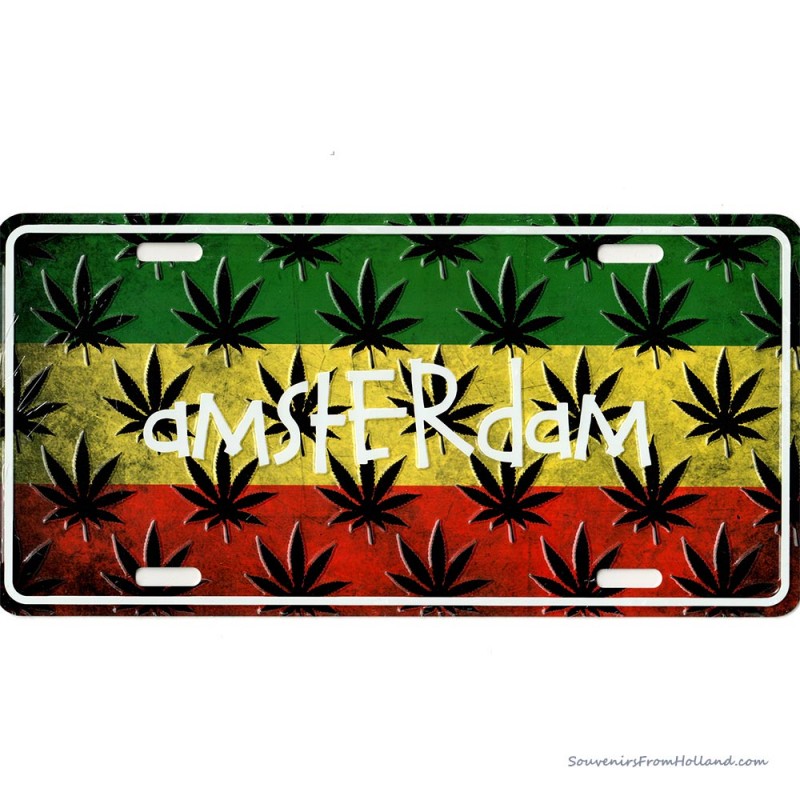 Amsterdam Wietblad Cannabis Rasta kentekenplaat