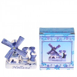 Windmill & Kissing Couple - Delftware - Ceramic