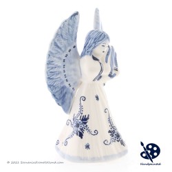 Delft Blue Christmas Angel playing Lyre - Handpainted Delftware