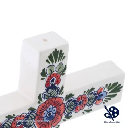 Cross Flowers Polychrome Ornament - Handpainted Delftware