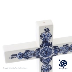 Cross Flowers Delft Blue Ornament - Handpainted Delftware