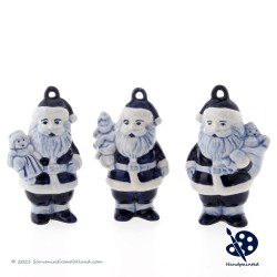 Santa Claus with a Doll Ornament - Hand painted Delftware