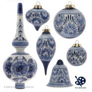 X-mas Ball Flower 11cm - Handpainted Delft Blue - B