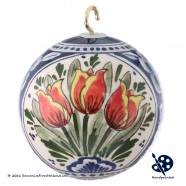 X-mas Ball Tulips Triple 8cm - Handpainted Delft Blue