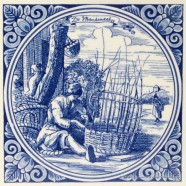 The Basket Maker - Jan Luyken professions tile - Delft Blue