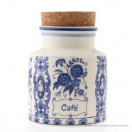 Koffie Voorraadbus Kurk 14cm - Delfts Blauw