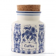 Koffie Voorraadbus Kurk 14cm - Delfts Blauw