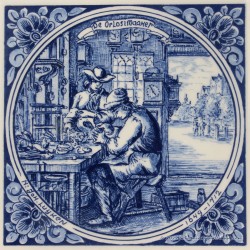 The Watchmaker - Jan Luyken professions tile - Delft Blue