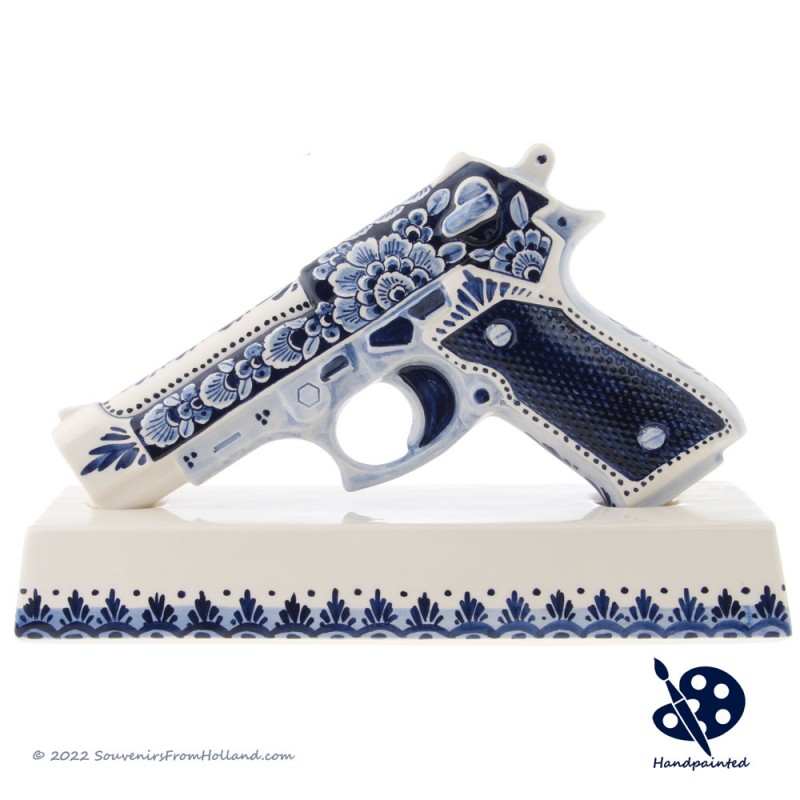 Handpistool op ware grootte nr. 28 - Handbeschilderd Delfts Blauw