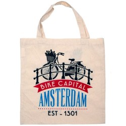 White Amsterdam Bike Capital Cotton Shopper - Shopping Bag 42,5cm