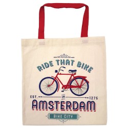 White Amsterdam Ride That Bike Cotton Shopper - Shopping Bag 42,5cm