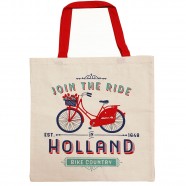 Holland Join the Ride Wit Katoenen Shopper - 42,5cm