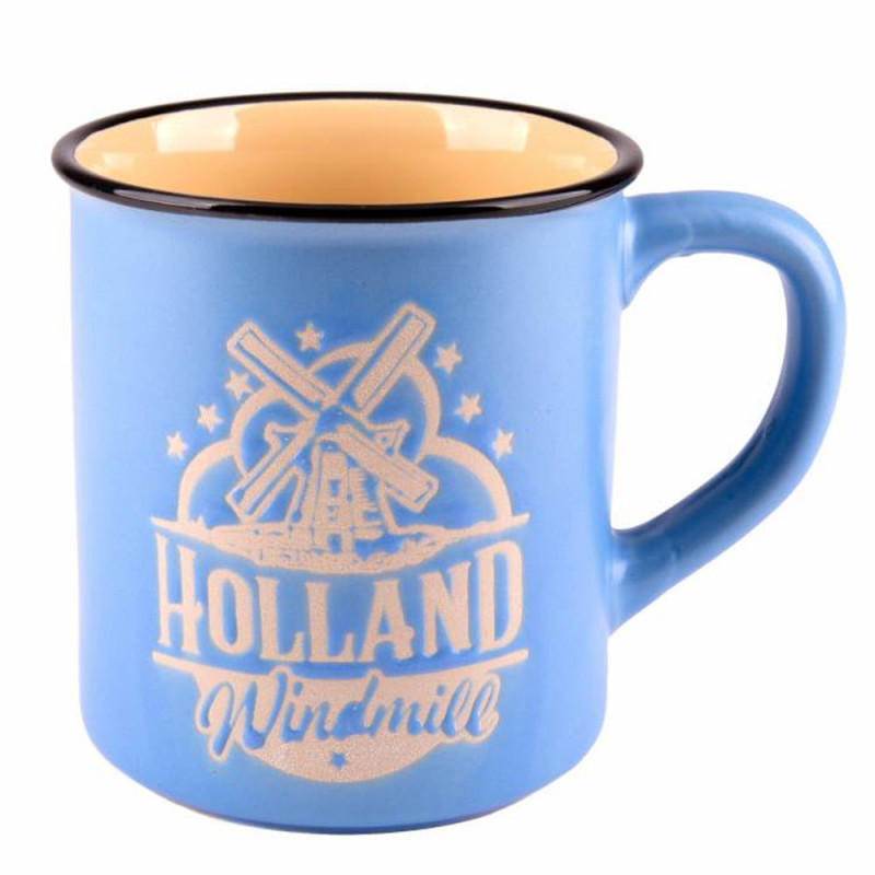 Blauwe Retro Camp Mug Holland Molen 350ml