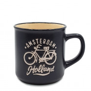 Black Retro Camp Mug Amsterdam Bike 200ml