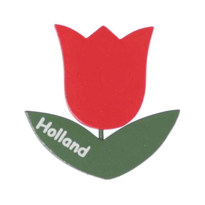 Tulp Rood - Magneet Hout