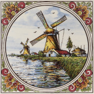 Windmills Poly Round Border - Tile 15x15cm