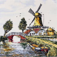 Windmills at the waterfront Poly - Tile 15x15cm - bright