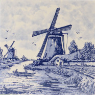 Windmill Fishing net - Delft Blue Tile 15x15cm