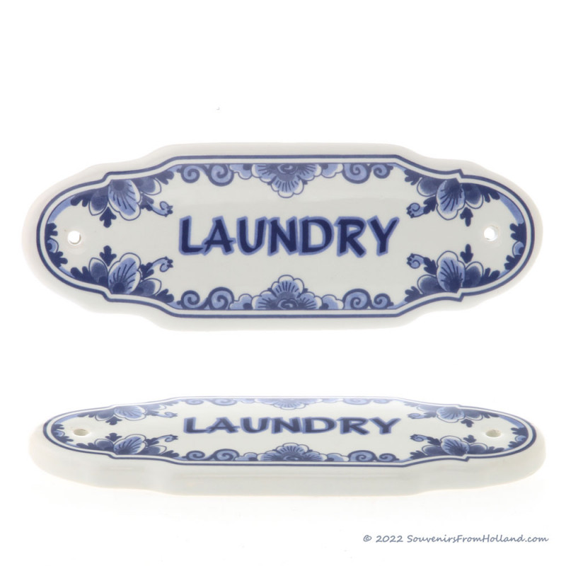 Laundry Door Sign - Delft Blue