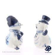 Vrolijke Sneeuwmannen - Handgeschilderd Delfts Blauw