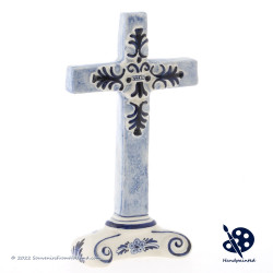Crucifix Cross Stand-up Delft Blue Ornament - Handpainted Delftware