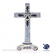 Crucifix Staand Kruis Delfts Blauw Ornament -  Handgeschilderd Delfts Blauw