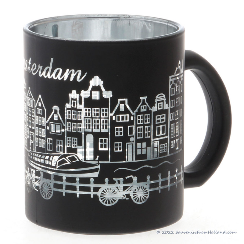 Amsterdam Black Silver mug 250ml Cups and Mugs • Souvenirs from Holland