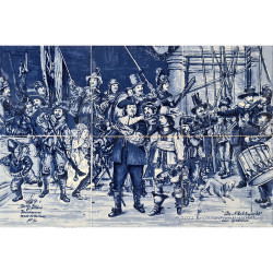 Night Watch Rembrandt - small Delft Blue Tile Panel - set of 6 tiles