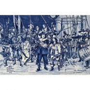Nachtwacht Rembrandt - Klein Delfts Blauw Tegeltableau - set van 6 tegels