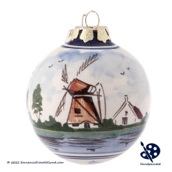 Kerstbal Molen 6,5cm - Handgeschilderd - Kleur