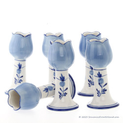 Set van 6 kandelaars in tulpvorm 15 cm Delfts Blauw