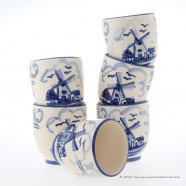 Set of 6 Delft Blue cups Holland Windmill 250ml